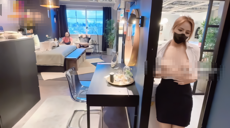 【4K增强】美杜莎~性感OL~美女销售宜家家居前出卖肉体换订单-丝袜OL足交~高潮喷水口爆露出~