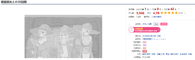 【互动SLG】隠居魔女との30日間 Ver1.0.0 RC3 DL版[新作][生肉]