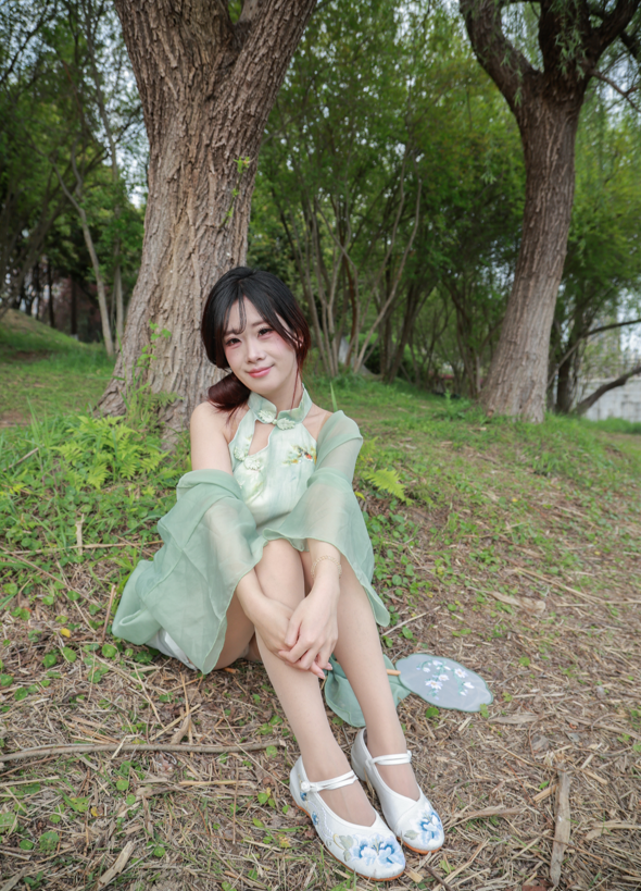 丝恋摄影 小梦 古风青色轻纱汉服 小布鞋裸足 【276P1V5.5G】