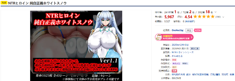 【日式RPG】NTRヒロイン 純白正義ホワイトスノウ Ver1.10 AI汉化版