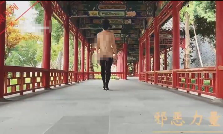推特上的牛逼露出女神，【邪恶力量】网吧人群中的座位、游戏厅中真空短裙跳舞露B、户外全裸散步【5v】