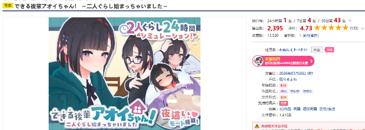 【同居养成SLG】[3D]できる後輩アオイちゃん！ ～二人ぐらし始まっちゃいました～DL版[新作][生肉]