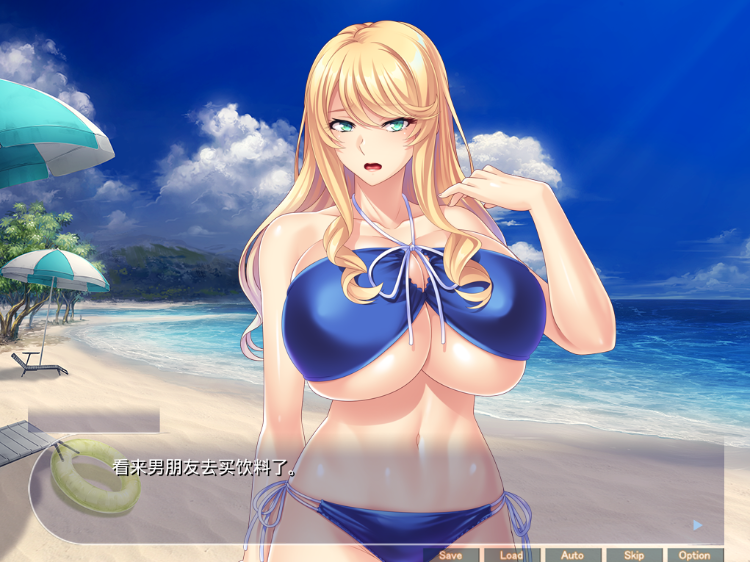 【拔作ADV】水着の金髪爆乳JDをビーチでデカチンナンパ～AI汉化版