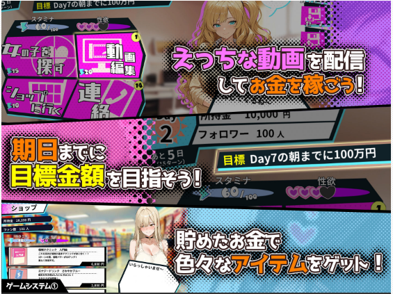 【互动SLG】さいみん！！ 街行く女子をハメ撮り配信して大金持ちになるゲーム Ver1.00 官方中文版[新作]