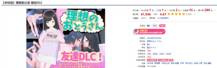 【爆款同居模拟SLG】[3D][萝莉]理想的父亲～与爱女的同居生活～ Ver1.2.8 DL官方中文版+DLC