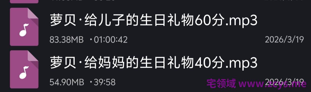 洛萝贝音声 妈妈和儿子的生日礼物100分钟 【2 120MB】