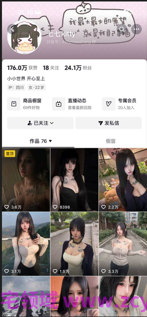 NO.2377 抖音-七七kitty 高颜值极品博主反差合集 21V 255M